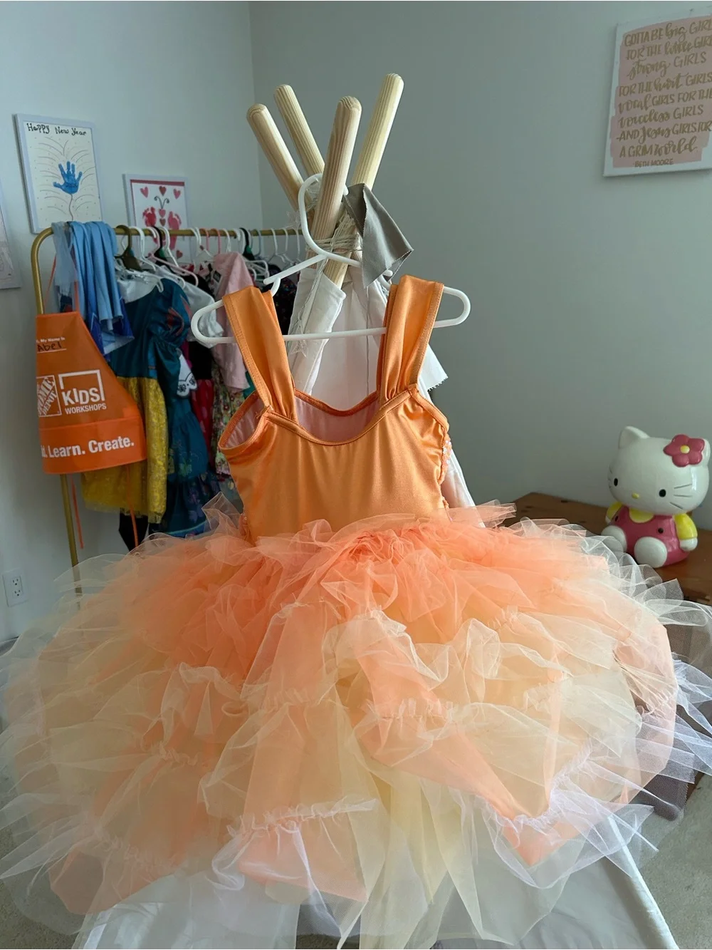 Weissman Girls' Orange Tutu Dress Costume Size IC Tiered Tulle Sequin